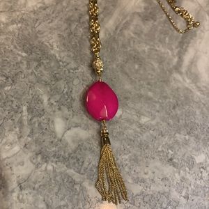 Lilly Pulitzer 20in pink gemstone necklace, gold